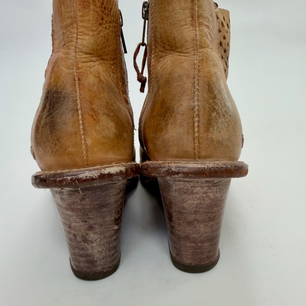 BED|STU Leather Wedge Ankle Boots Perforated Side Zip Women’s 7 Bed Stu - Picture 5 of 12